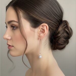 Elegant Silver Drop Crystal Earrings